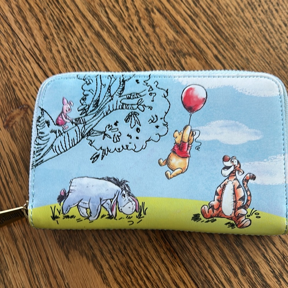 Disney Winnie the Pooh loungefly wallet sky blue  6 by 4